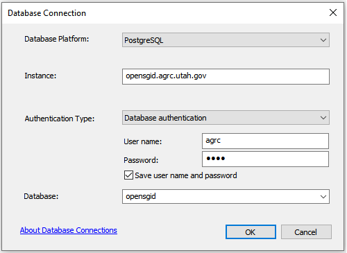 ArcGIS Desktop Connection Properties