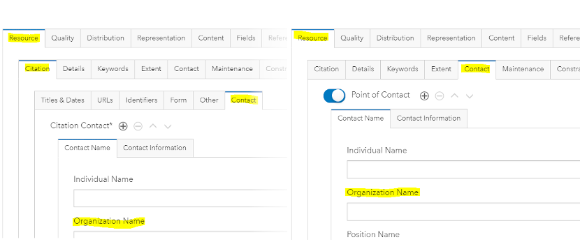 Organization name sources in ArcGIS Online metadata